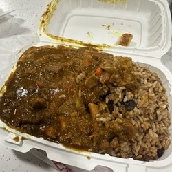 Pimento Jamaican Kitchen - Curry Goat and Coconut Rice & Beans bomb!!!