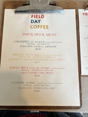 Menu photo 8 Field Day Coffee San Luis Obispo, CA