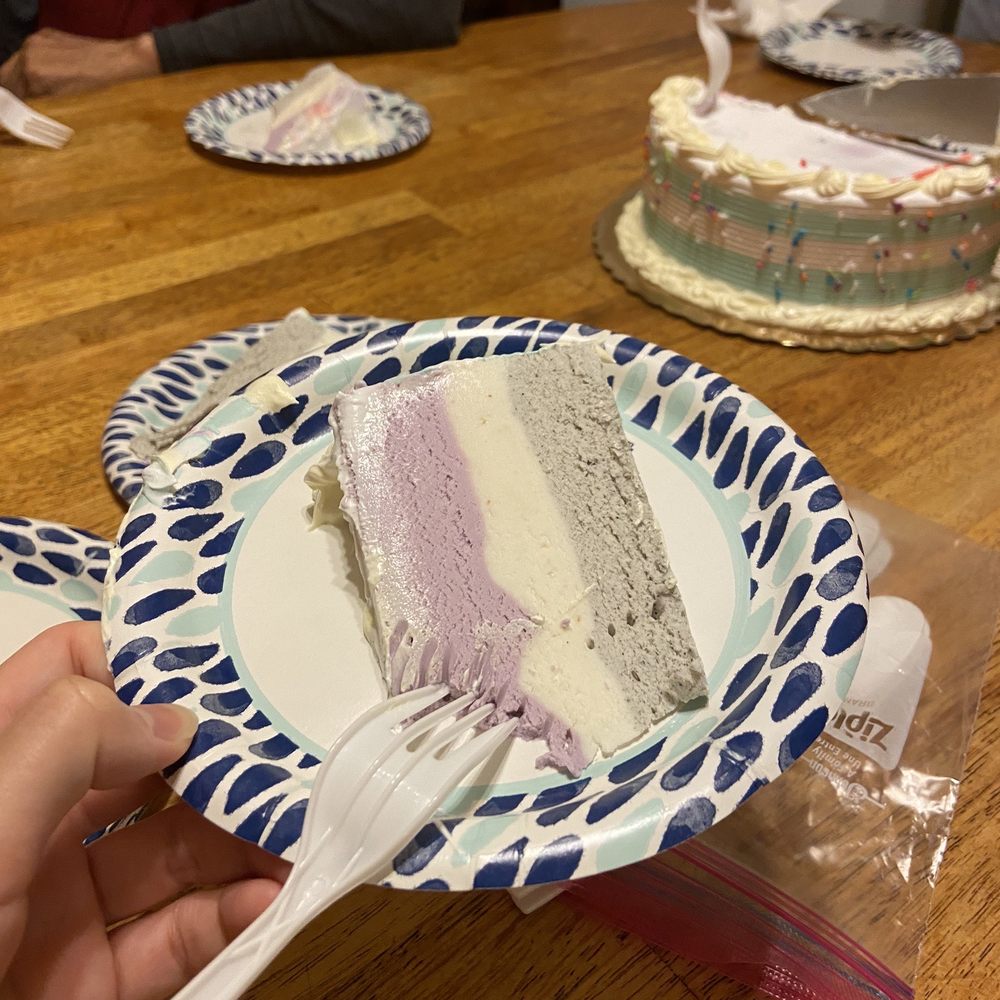 Taro, Lychee, and Black Sesame Ice Cream Cake Taro, Lychee, and Black Sesame Ice Cream Cake