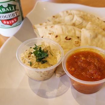 Chello Grill - Pits & Dip from the small bites menu and an Abali Yogurt Drink! - Mediterranean Near Me - Albuquerque, New Mexico