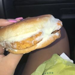 McDonald's - My chicken sandwich!! very disgusting. This is 90% mayonnaise, so disappointing.