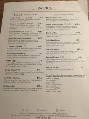 Menu photo 5 Hash Specialty Coffee & Roasters Melbourne, VIC