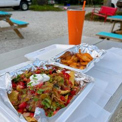 Limp Brizkit - Loaded nachos,  and curved, seasoned potato fries