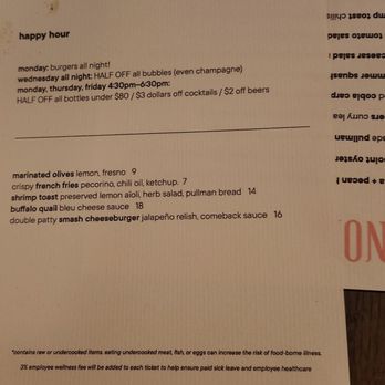 Lenoir - Happy hour menu - New American Near Me - Austin, Texas