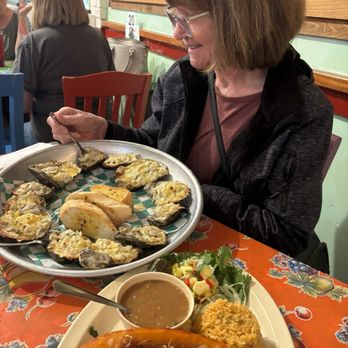 Tia Juanita Fish Camp - Char grilled oysters with crab topping and blackened redfish tacos. - Cajun/Creole Near Me - Winnie, Texas