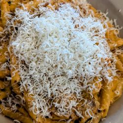 Café Italia - Sausage Arabiata with freshly grated cheese.