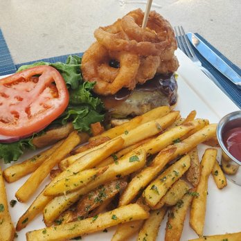 Latitudes - Sunset Key Cottages - Looks Great but the burger was sadly overcooked and cold; fries and onion rings were fresh hot dropped though. - Seafood Near Me - Key West, Florida Latitudes - Sunset Key Cottages - Looks Great but the burger was sadly overcooked and cold; fries and onion rings were fresh hot dropped though. - Seafood Near Me - Key West, Florida