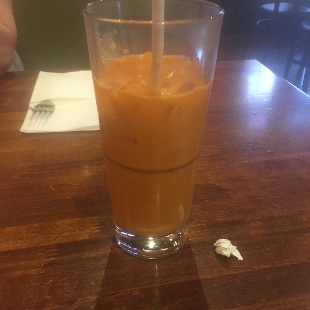Thai iced tea with unlimited refills. So glad they are open for dine in again. Thai iced tea with unlimited refills. So glad they are open for dine in again.