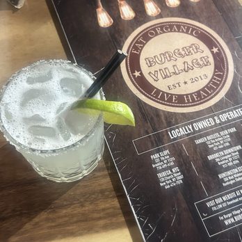 Burger Village - Margarita on the rocks with salt rim - Burgers Near Me - New York, New York Burger Village - Margarita on the rocks with salt rim - Burgers Near Me - New York, New York
