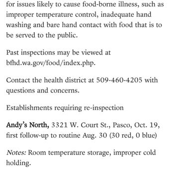 Andy's North - That is the inspection results for this dump. They have a long history of FAILING inspections. - Lounges Near Me - Pasco, Washington Andy's North - That is the inspection results for this dump. They have a long history of FAILING inspections. - Lounges Near Me - Pasco, Washington