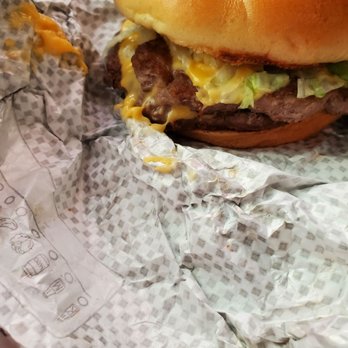 Checkers - Cold bread bun, warm Beef patties, very little lettuce, slathered with lots of condiments - Burgers Near Me - Palm Coast, Florida