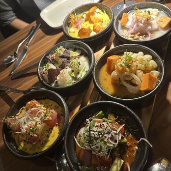 La Mar - El Trio (left) & Cebiche Tasting (right) - Peruvian Near Me - Bellevue, Washington