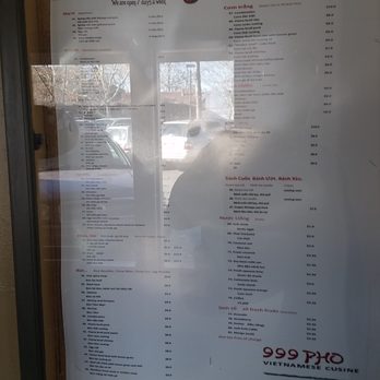 999 Phở - the big menu near the entrance - Vietnamese Near Me - Reno, Nevada