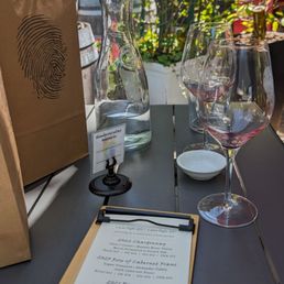 Menu of wines and cab franc