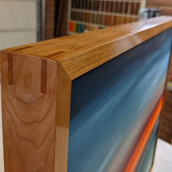 Stafford Framing - Solid cherry cap frame with two corner splines and oil varnish and clear wax. - Framing Near Me - Oro Valley, Arizona