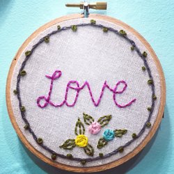 Backward Prints - Hand embroidered love hoop