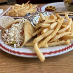 Leo's Coney Island - Veggie pita with fries.
