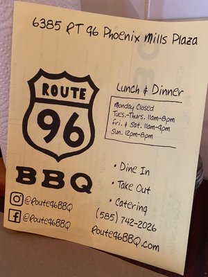 Menu photo 2 Route 96 BBQ Victor, NY