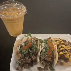 NoMambres - Thai tea, asada tacos, beef bulgolgi taco