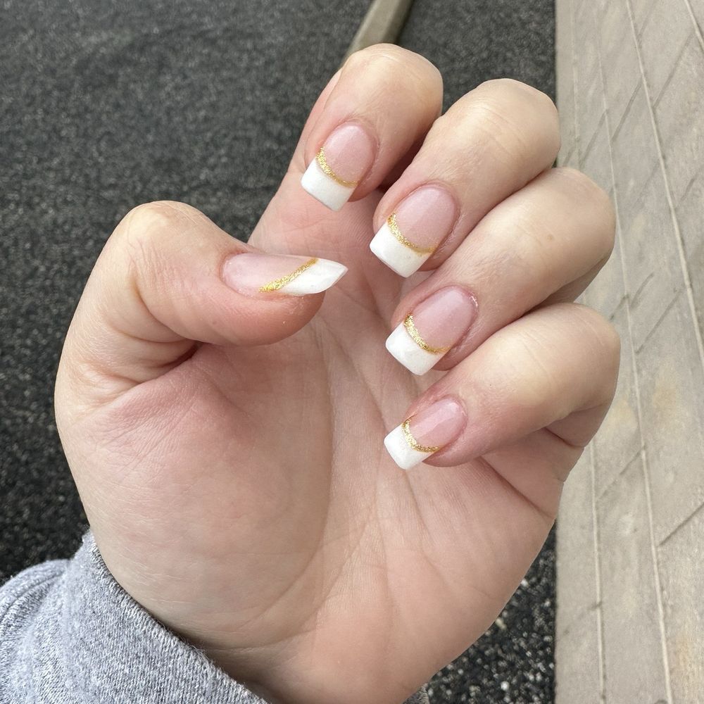 Gold French Nails