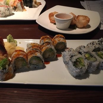 Kabuki Sushi & Thai - Crab Rangoon in the background. Shrimp tempura roll and vegetable roll!! Very happy with order! - Sushi Bars Near Me - Ballwin, Missouri Kabuki Sushi & Thai - Crab Rangoon in the background. Shrimp tempura roll and vegetable roll!! Very happy with order! - Sushi Bars Near Me - Ballwin, Missouri