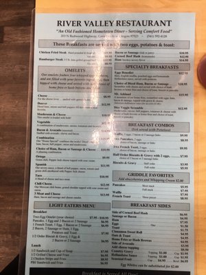 Menu photo 2 River Valley Restaurant Cave Junction, OR
