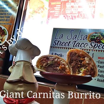 La Salsa Mexican Cuisine - Mega Stuffed Carnitas Burrito Wowed - Mexican Near Me - Detroit, Michigan La Salsa Mexican Cuisine - Mega Stuffed Carnitas Burrito Wowed - Mexican Near Me - Detroit, Michigan