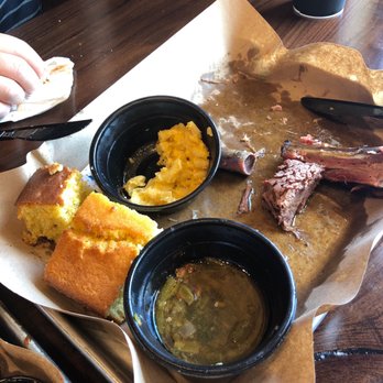 Mission BBQ - 3 meat market (brisket, pulled pork, jalapeño sausage), 5 spare ribs, green beans, Mac n cheese - Barbeque Near Me - Grand Rapids, Michigan