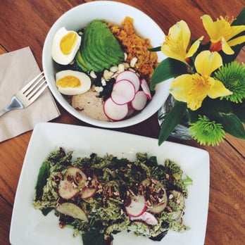 The Source Cafe - Chicken salad and quinoa bowl with a side of sunshine and happiness. - Juice Bars & Smoothies Near Me - Hermosa Beach, California The Source Cafe - Chicken salad and quinoa bowl with a side of sunshine and happiness. - Juice Bars & Smoothies Near Me - Hermosa Beach, California
