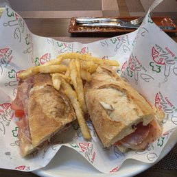 Prosciutto sandwich with fries. Very dry. Not much meat on the sandwich. Prosciutto sandwich with fries. Very dry. Not much meat on the sandwich.