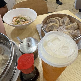 Steam Kungfu Dumpling - Shanghai Spicy Pork Wonton (10pc) Beef Boiled Dumpling(8pc) Mango Green Tea - Noodles Near Me - Azusa, California