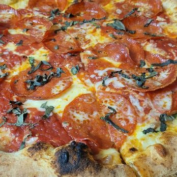 Fiamma Wood Fired Pizza - large original wood fired tomato pie, topped with pepperoni - Pizza Near Me - Westfield, New Jersey