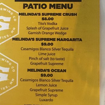Melinda's Pub - Seasonal Patio Bar Menu - Pubs Near Me - Worth, Illinois