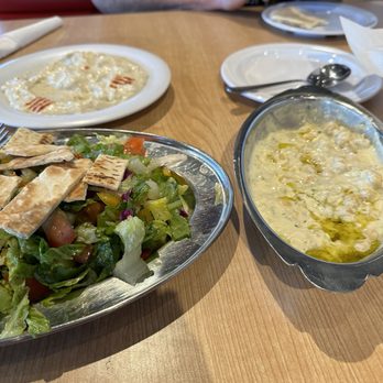 Oasis Mediterranean restaurant - Fattoush Salad, Baba Ghanouj, and Emsabaha - Mediterranean Near Me - Gallup, New Mexico