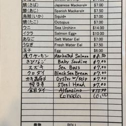 Sushi Ken - Menu. I put "1" for the QT and that was 2 pieces of Nigiri. I got a total of 6 really good pieces of Nigiri for only $24.