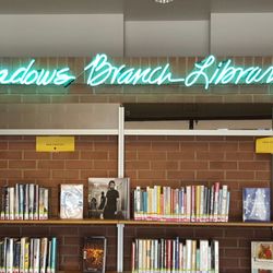 Meadows Library - Neon sign