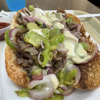 Astro Burgers - Philly Cheesesteak no mushrooms. Delish! - Burgers Near Me - Midvale, Utah