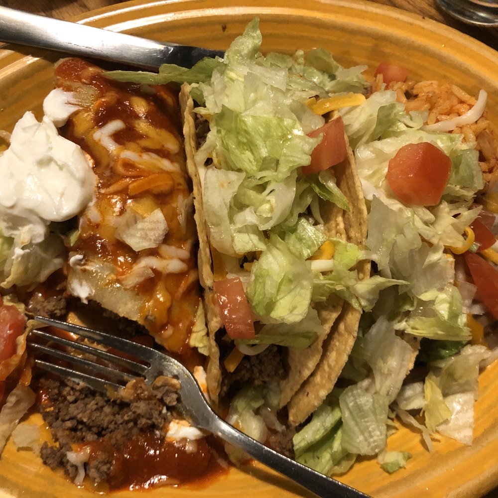 Two beef tacos and one beef enchilada Two beef tacos and one beef enchilada