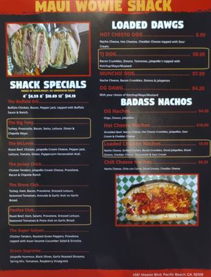 Menu photo 1 Maui Wowie Shack San Diego, CA Menu photo 1 Maui Wowie Shack San Diego, CA