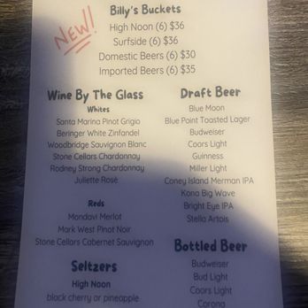 Billy's Beach Cafe - Beer menu - American Near Me - Long Beach, New York Billy's Beach Cafe - Beer menu - American Near Me - Long Beach, New York