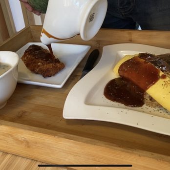 Kyuramen - Flushing - Tonkatsu omurice with Demi glace sauce - Ramen Near Me - Flushing, New York