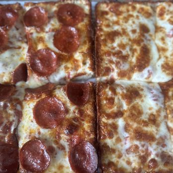 Jet's Pizza - Detroit style pizza half pepperoni half cheese!! - Pizza Near Me - Wheat Ridge, Colorado