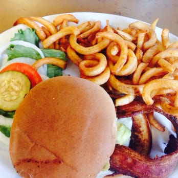 Nancy's Airport Cafe - The "Cali" burger and curly fries. - American Near Me - Willows, California
