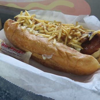 Sweet Dogs - The Dolphins (Grilled Ham, Smoked, Bacon, Melted Mozzarella Cheese, Pineapple, Home Sauce, Papitas - Polish sausage - $8) - Hot Dogs Near Me - Miami, Florida Sweet Dogs - The Dolphins (Grilled Ham, Smoked, Bacon, Melted Mozzarella Cheese, Pineapple, Home Sauce, Papitas - Polish sausage - $8) - Hot Dogs Near Me - Miami, Florida
