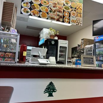 Arz Cafe - Front counter and menu with photos - Lebanese Near Me - Beaverton , Oregon