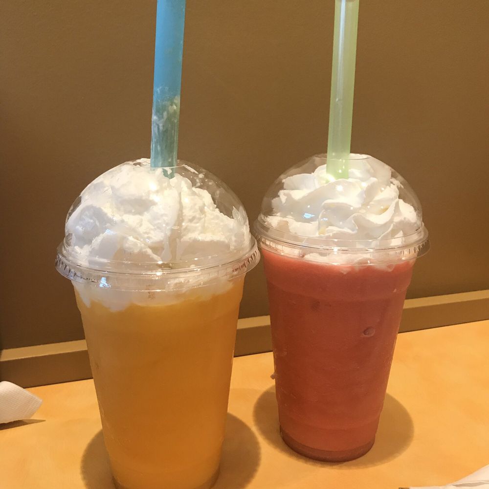 Half Day Cafe - Mango smoothie and strawberry banana smoothie - Breakfast & Brunch Near Me - Mason, Ohio Half Day Cafe - Mango smoothie and strawberry banana smoothie - Breakfast & Brunch Near Me - Mason, Ohio