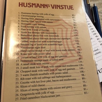 Husmann's Vinstue - Menu - Danish Near Me - Copenhagen, 84 Husmann's Vinstue - Menu - Danish Near Me - Copenhagen, 84