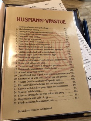 Menu photo 2 Husmann's Vinstue Copenhagen, 84 Menu photo 2 Husmann's Vinstue Copenhagen, 84