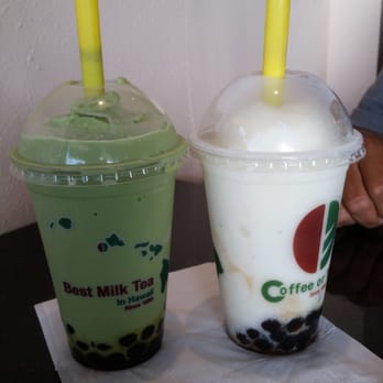 Coffee or Tea? - Green tea and lychee smoothie with tapioca...good and refreshing drink on a hot hawaiian day...you gonna try it!! - Bubble Tea Near Me - Aiea, Hawaii