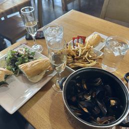 Lunch- French Country Pate Sandwich and Moules Frites a la Provencale Lunch- French Country Pate Sandwich and Moules Frites a la Provencale